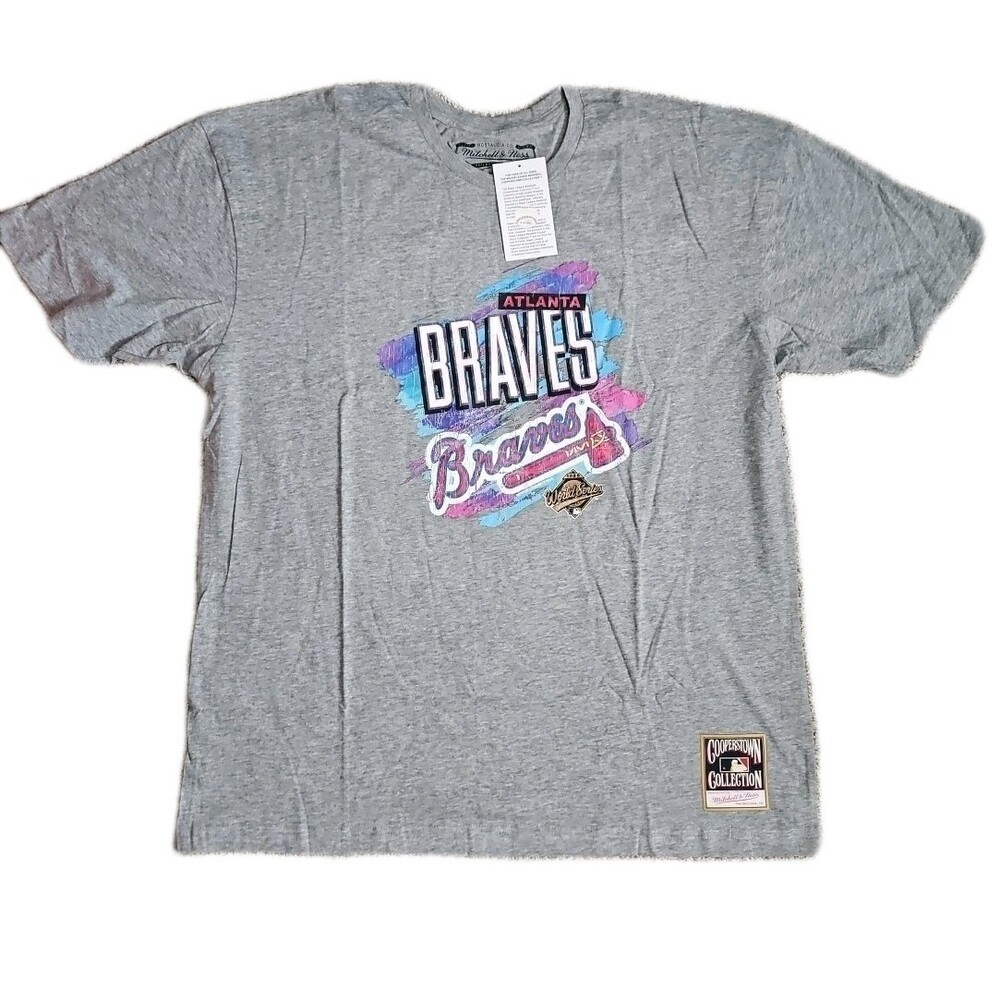 Mitchell & Ness Mens Atlanta Braves MLB 90's Paint Brush Tee
